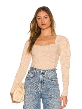 Lovers + Friends Cream Square Neck Knit Sweater